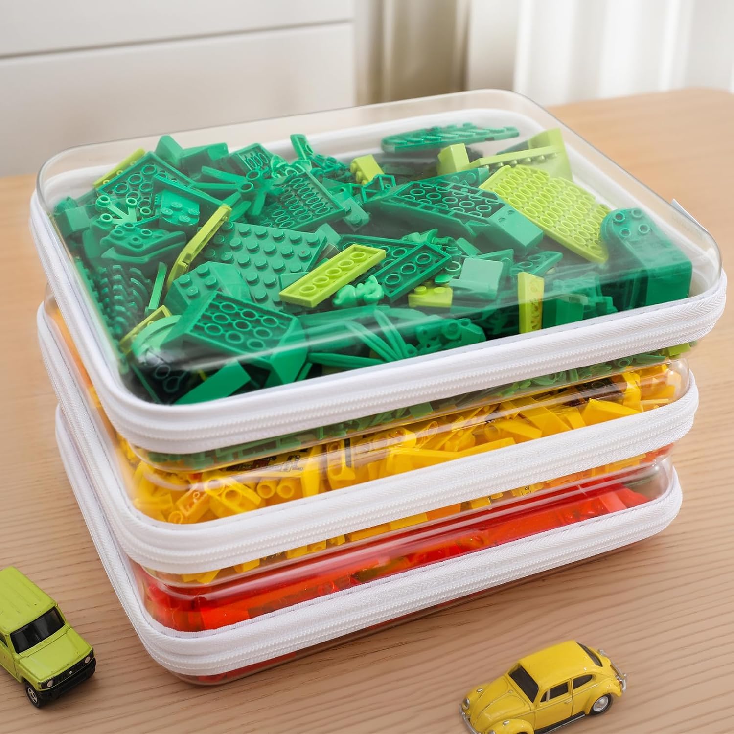 CoiiJoii 3PCS Large Clear Hard Shell Zippered Case, Diaper Bag Organizing Pouches, Waterproof Cosmetic Bag, Kid’s Toy Storage Organizer Bins, Pencil Case.