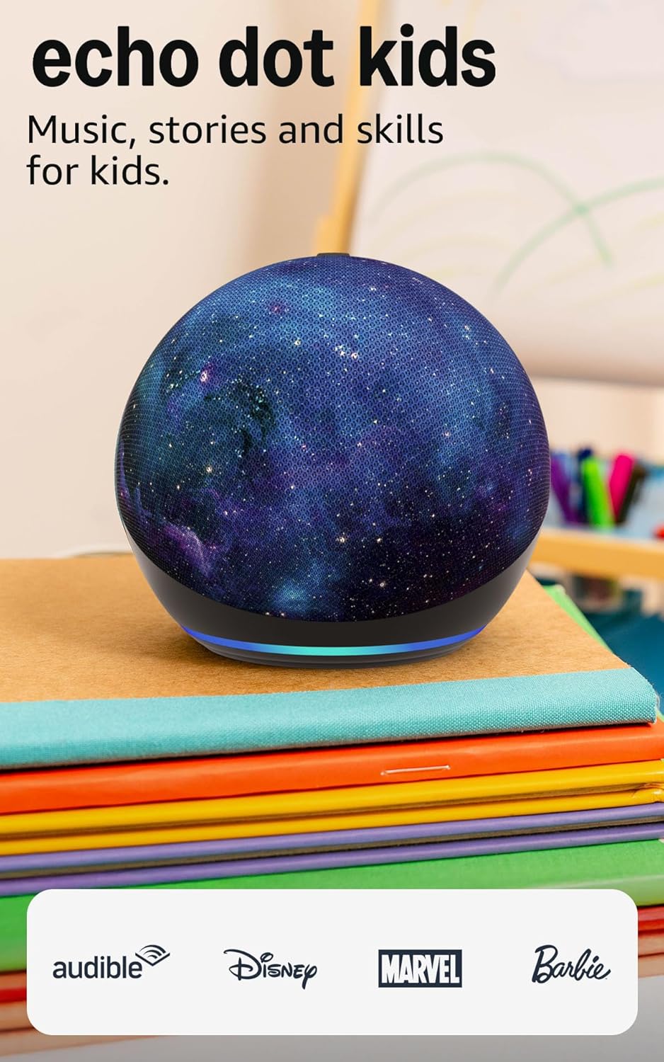 Amazon Echo Dot Kids (newest model) – Designed for kids, Designed for Alexa+, parental controls, Includes 1 Year of Amazon Kids+, Stardust