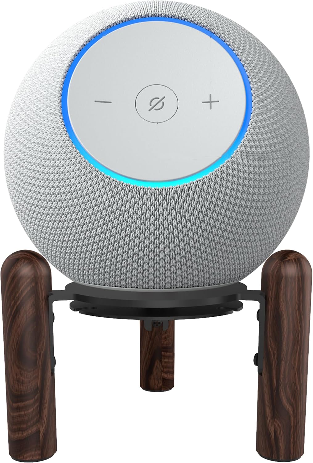 Desk Wood Stand for 2025 New Echo Dot Max, Increase The Height of The Speaker. Improve Sound Quality and Hide The Power Cord. (Black Walnut)