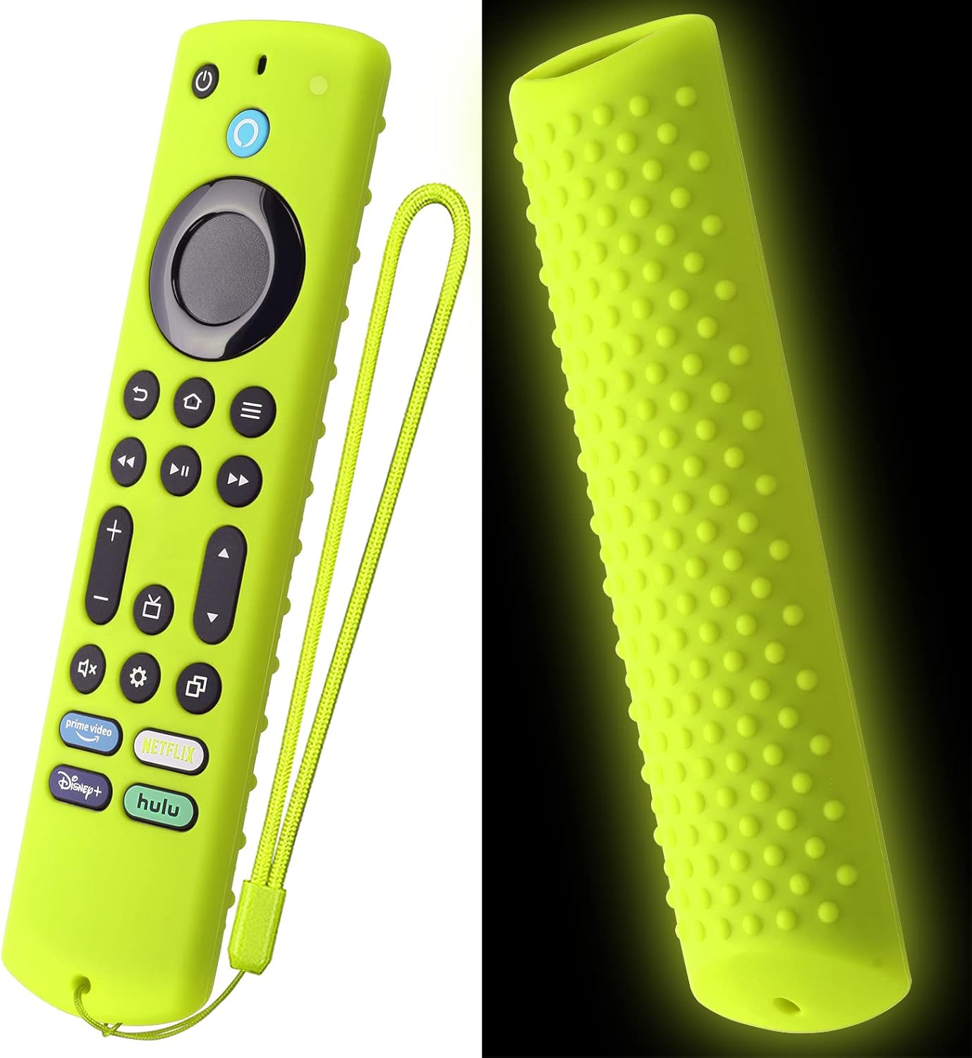 Silicone Cover for Fire TV Stick 4K Max 2nd/ Insignia/Toshiba Remote Cover Shockproof Protective Case for Omni Series and TV 4-Series Remote with Lanyard(Glow Green)