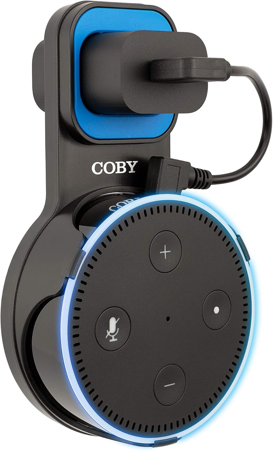 Coby Wall Mount for Echo Dot 2nd Generation, Smart Speaker Holder with Built-in Cable Management, 7.75″ USB Charging Cable, Space-Saving Alexa Mount for Kitchen, Bedroom, Office, Bathroom