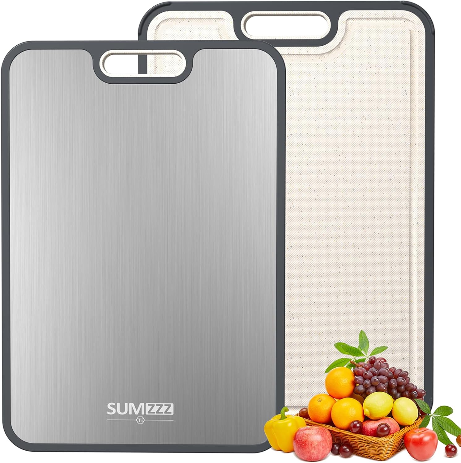 Titanium Cutting Board for Kitchen, Cutting Board Double Sided Food Grade, Pure Titanium/PP, Easy to Clean Large Size 16”×10”