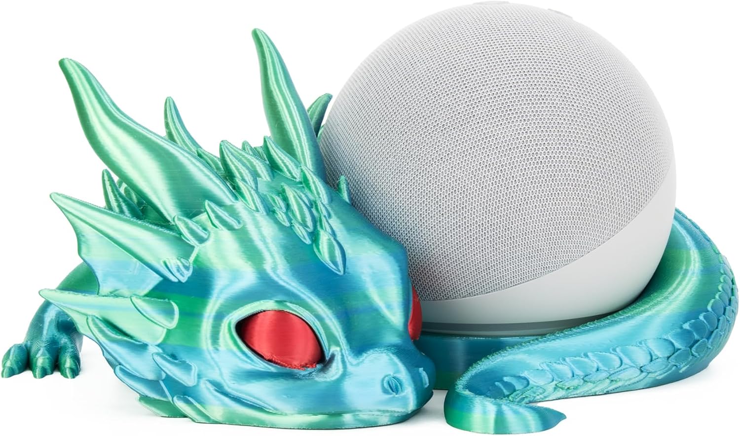 Costume Wizard Dragon Stand for Echo Dot 4th/5th Gen, 3D Printed Dragon Amazon Echo Desktop Speakers, Holder for Echo Dot 5th Gen Echo Dot 4th Gen, Made in USA (Blue Green)