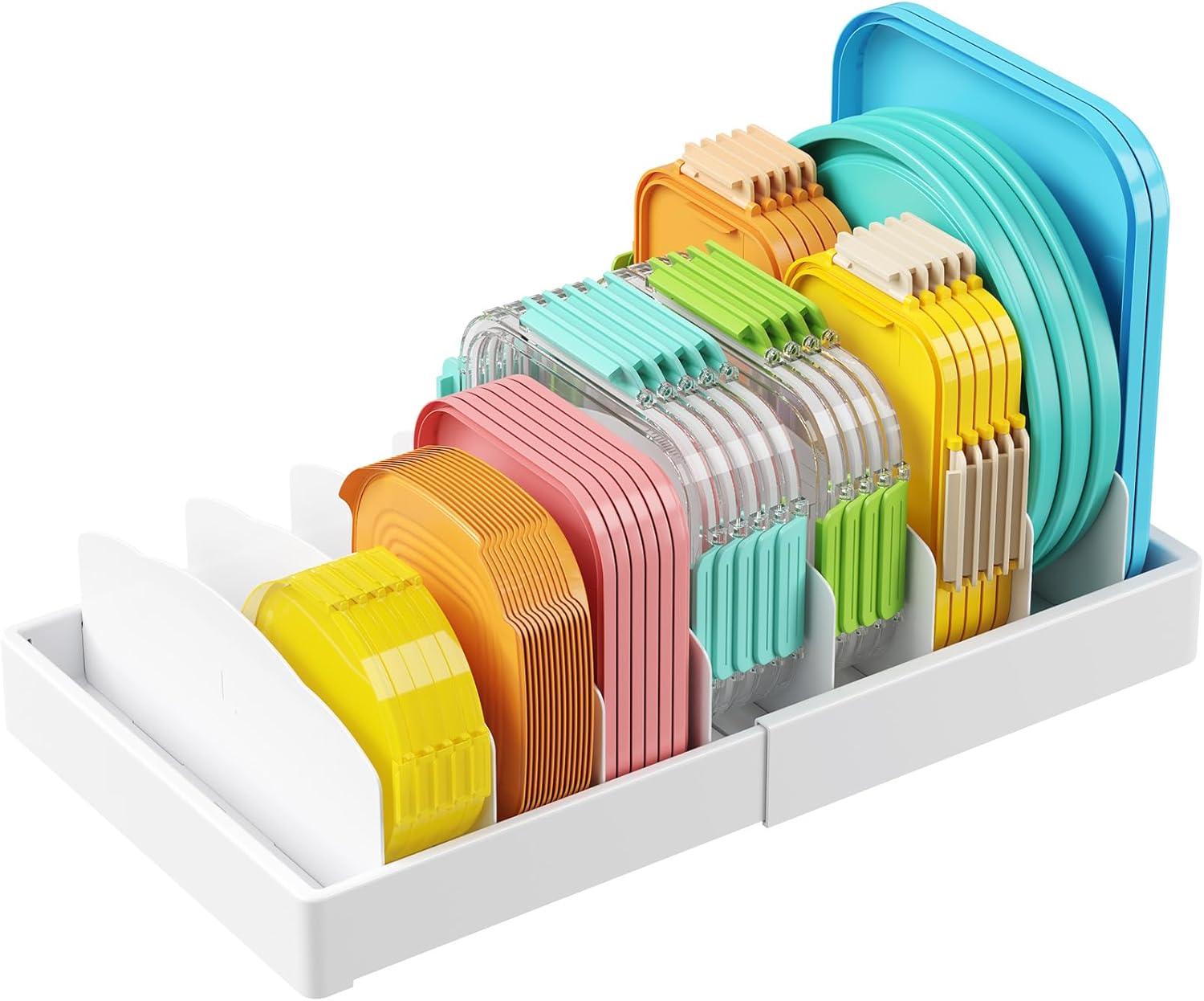 Lifewit Kitchen Cabinet Organizer for Food Contanier Lid, Expandable Lids Holder with 8 Adjustable Dividers & 9 Sections for Pantry Organizers and Storage, Home Drawer Organization, Large, 9.8″-17″