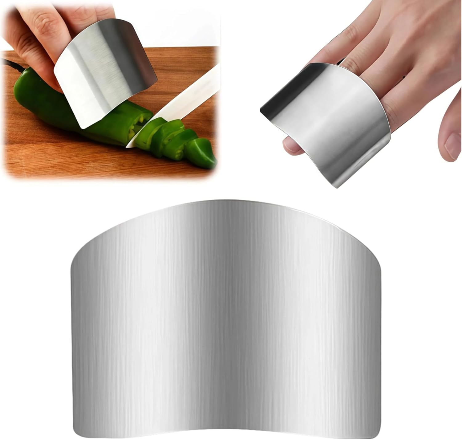 Stainless Steel Finger Guard, Universal Fit Adjustable Finger Guard Protector Finger Guards for Cutting Food, Premium Slicing Tool for Chopping, Dicing, and Kitchen Food Prep (1 Pcs)