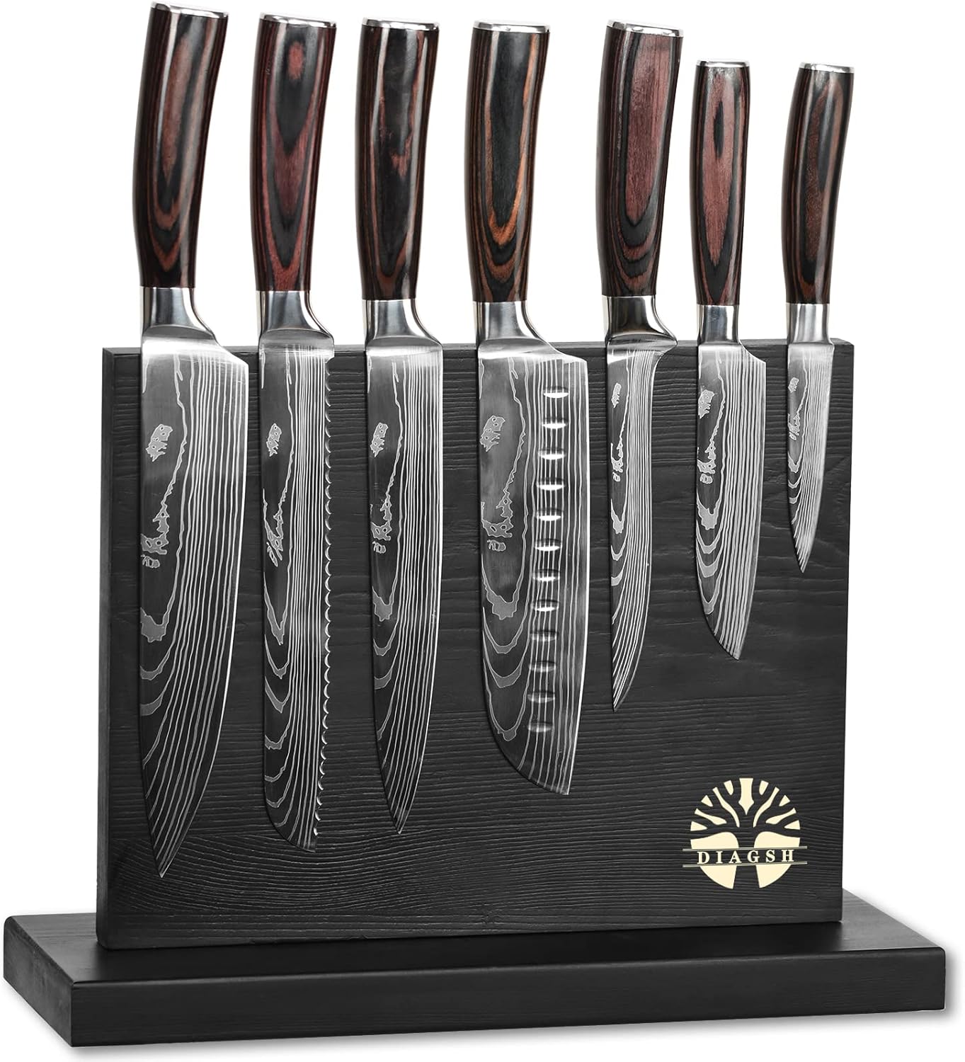 7-Piece Kitchen Knife Set with Magnetic Block – High Carbon Stainless Steel, Hand-Forged, Dishwasher Safe – Professional Knives Set with Block, Versatile Knife Sets for Kitchen