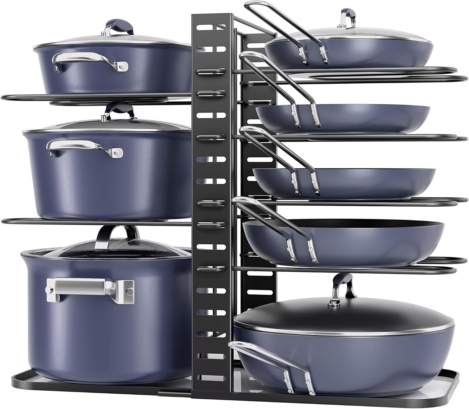 ORDORA Pots and Pans Organizer under Cabinet 14.55 Height, Adjustable 8-Tier Pot Organizers inside Cabinet, Kitchen Organizers and Storage Fit 6-11 inch Lightweight Cookware