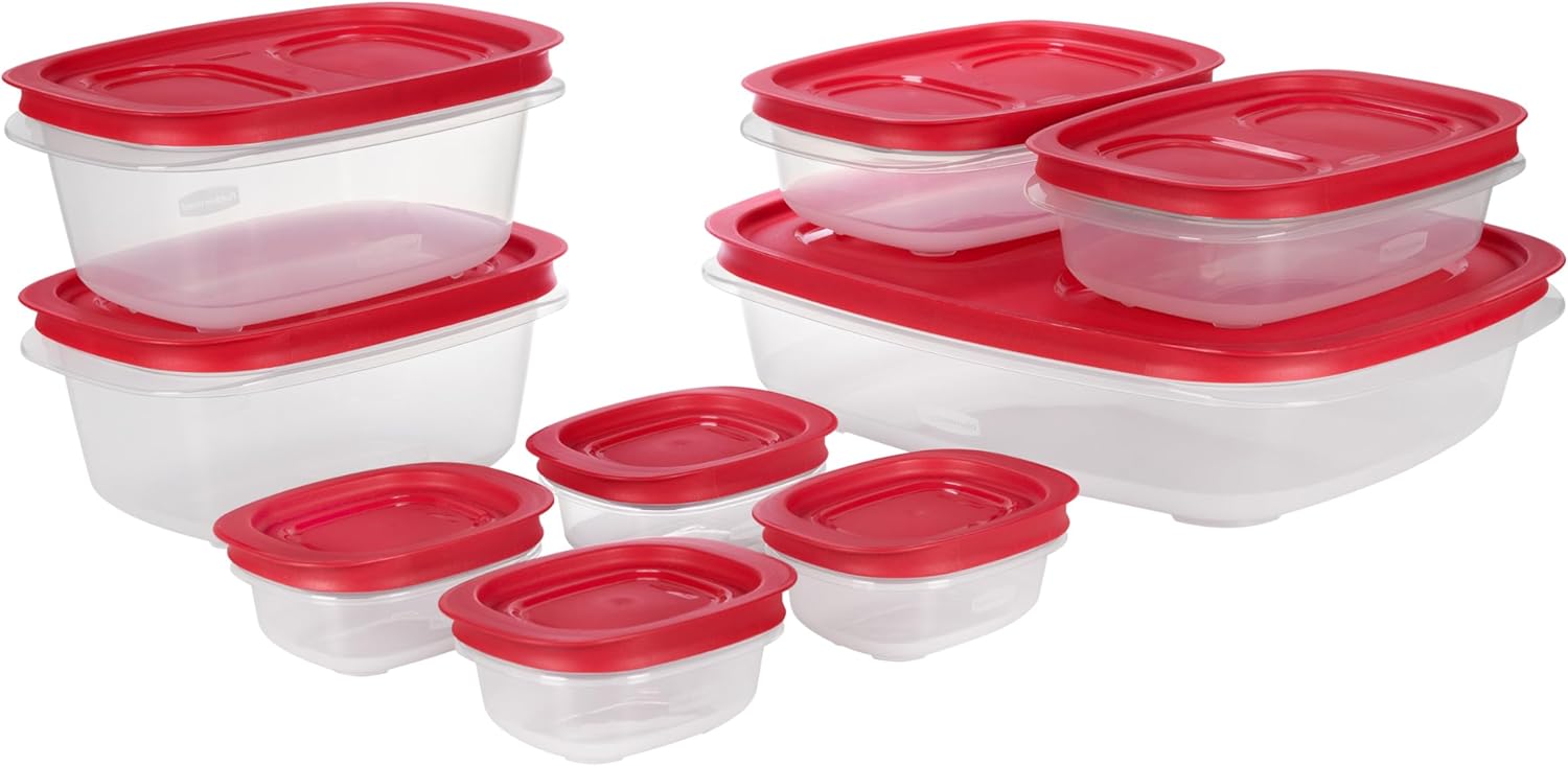 Rubbermaid EasyStore Large Containers, 18-Piece Set, Food Storage Containers with Lids