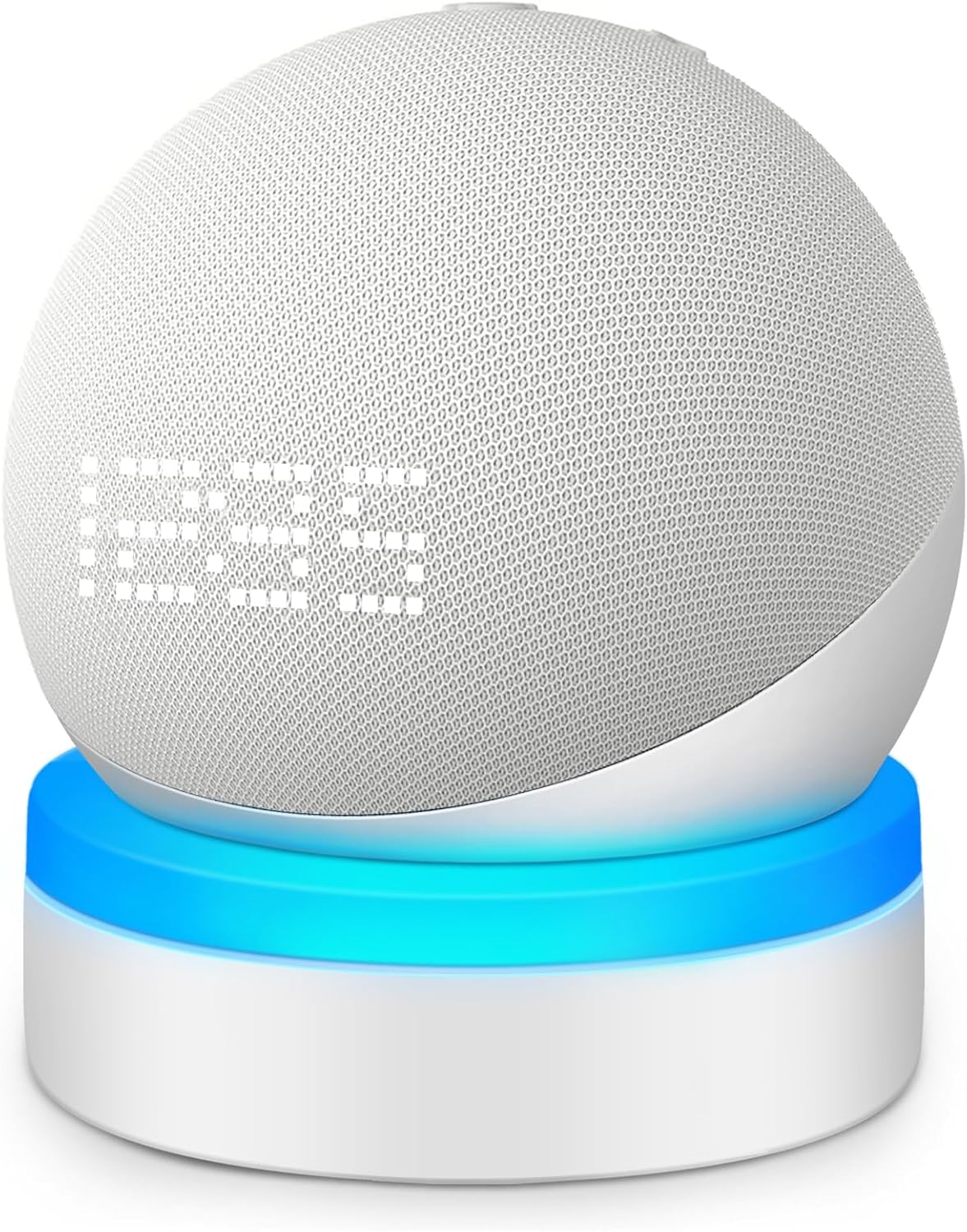 ZUOLACO Table Holder for Echo Dot 4th/5th Generation, Desktop Stand Mount for Echo Dot 4th/5th Gen, Base Bracket with Light Guide, Dot Accessories with Built-in Cable Management, White