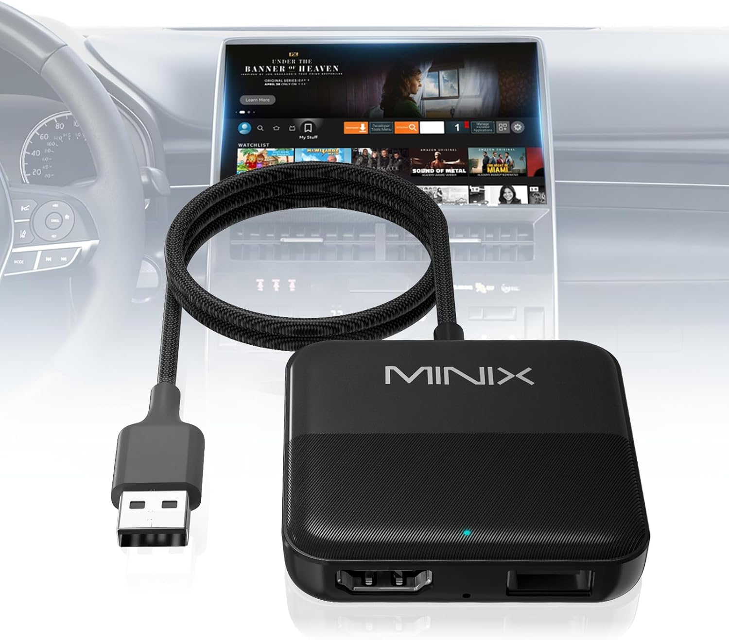 MINIX Car TV Mate Only for Cars with Factory Wired CarPlay Function HDMI Converter HDMI Multimedia Adapter for Fire TV Stick Gaming Laptop Switch Screen Throwers DVD Set-top Boxes 2.4GHz WiFi