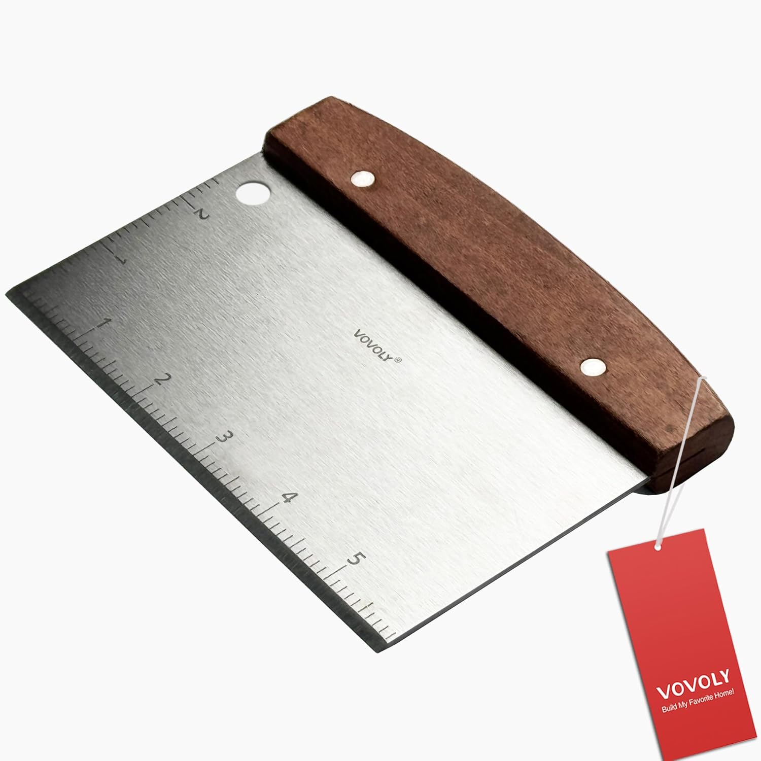 Vovoly Multipurpose Bench Scraper Kitchen Utensil for Flat Top Griddle, Dough Scraper Cutter for Bread and Pizza Cutter – Stainless Steel Metal Griddle Scraper Chopper