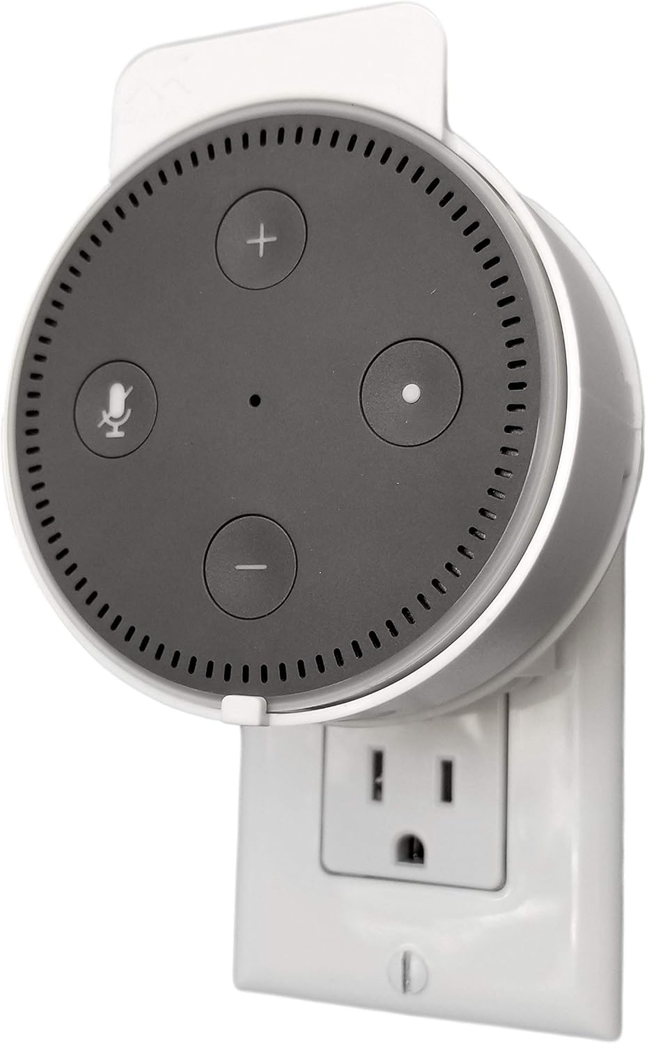 Dot Genie Deluxe Mount for Amazon Echo Dot 2nd Generation Alexa: The Simplest and Cleanest High-End Outlet Wall Mount Hanger Stand for Kitchen and Bathroom Speakers (Matte White)