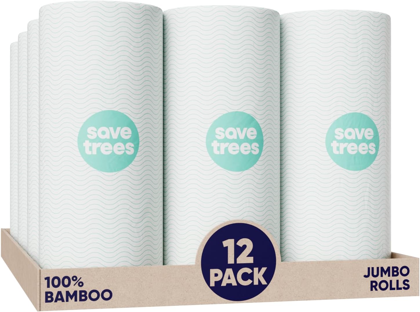 Save Trees Bamboo Paper Towels 12pk – 1800 Sheets Paper Towel Rolls Ultra Absorbent & Durable EcoTowels – FSC-Certified, Vegan Bamboo Kitchen Rolls
