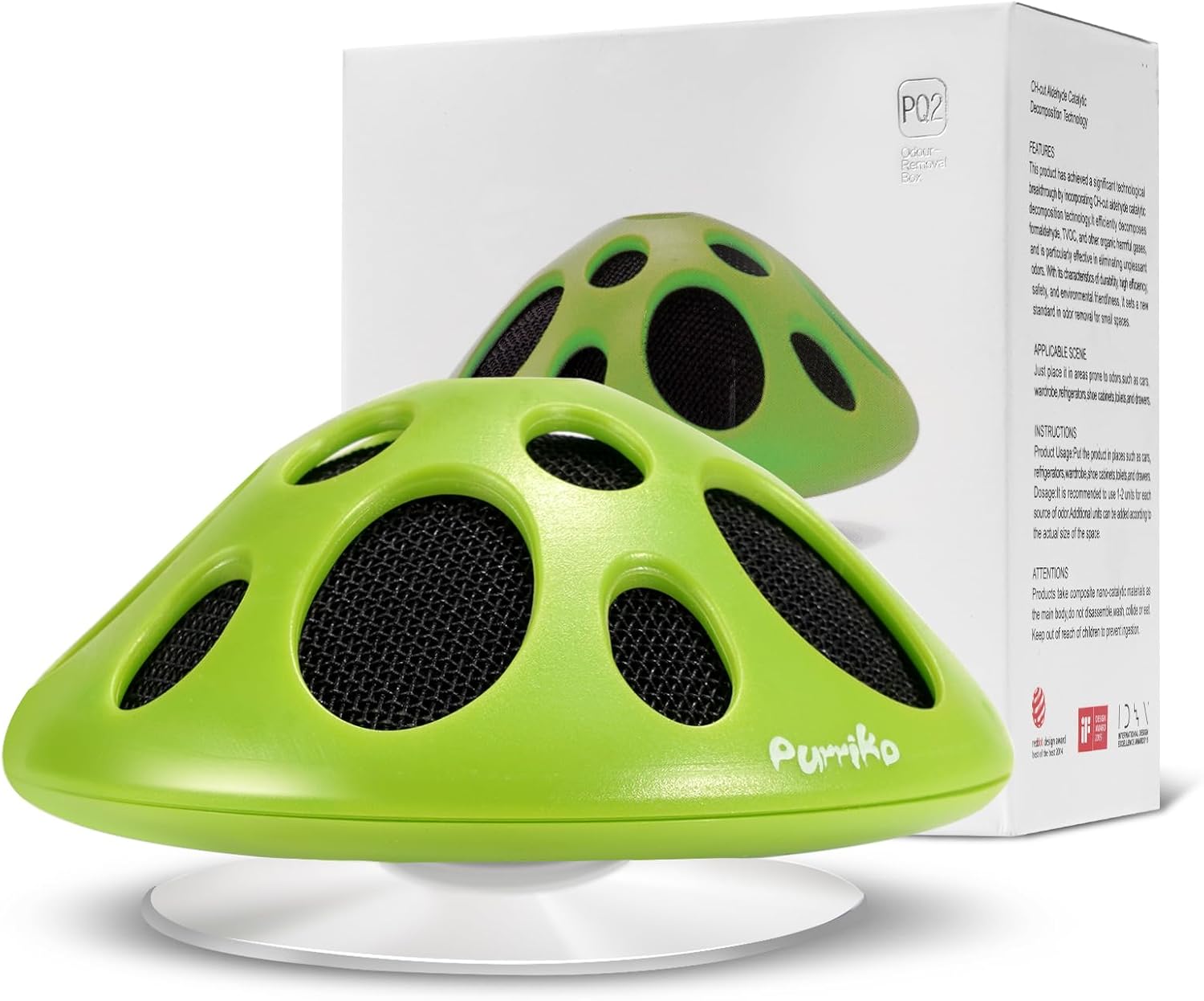 Purriko Fridge Deodorizer,Last up to 10 Years,Refrigerator Odor Eliminator,Fridge Smell Eliminator,More Effective than Baking Soda and Bamboo Charcoal Air Purifying Bags,Green