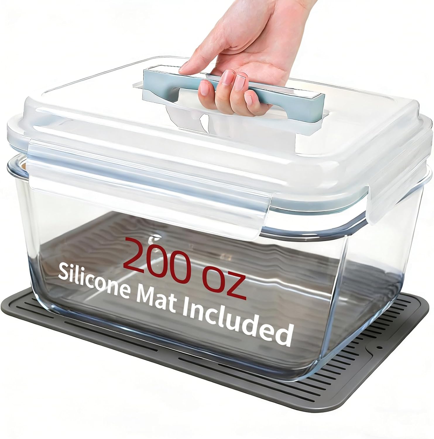 200oz/6000ml/26cup Extra Large Glass Storage Containers with Airtight Lid – Borosilicate Large Glass Food Storage for Rotisserie Chicken, Turkey – XL Big Glass Soup Bowls Freezer to Oven Safe