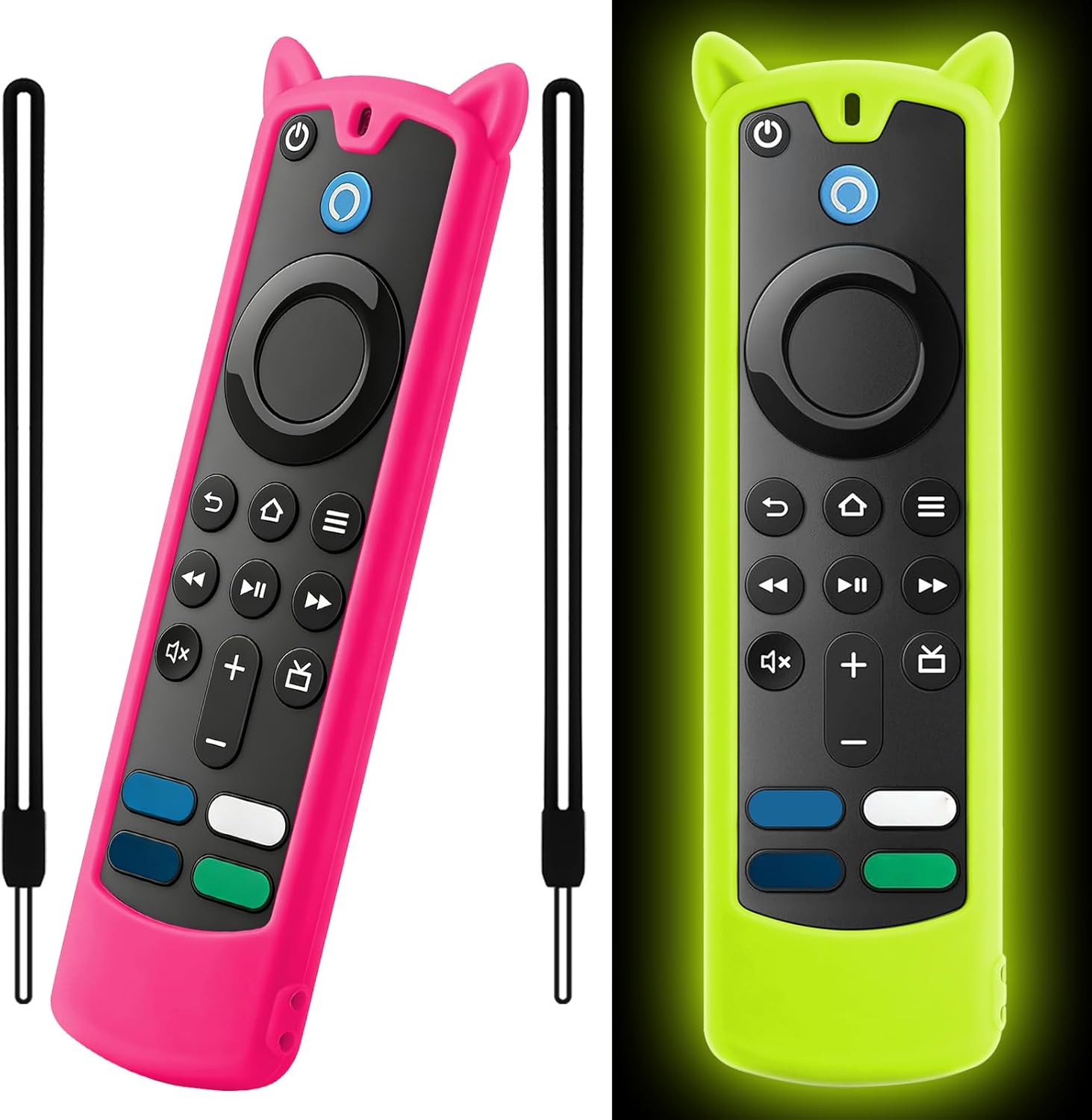 [2 Pack] Wevove Firestick Remote Cover Compatible with Alexa Voice Remote 4k/Lite (3rd Gen), Firesticktvs Remote Case with Wrist Strap, for Firetv Stick Cover Glow in the Dark