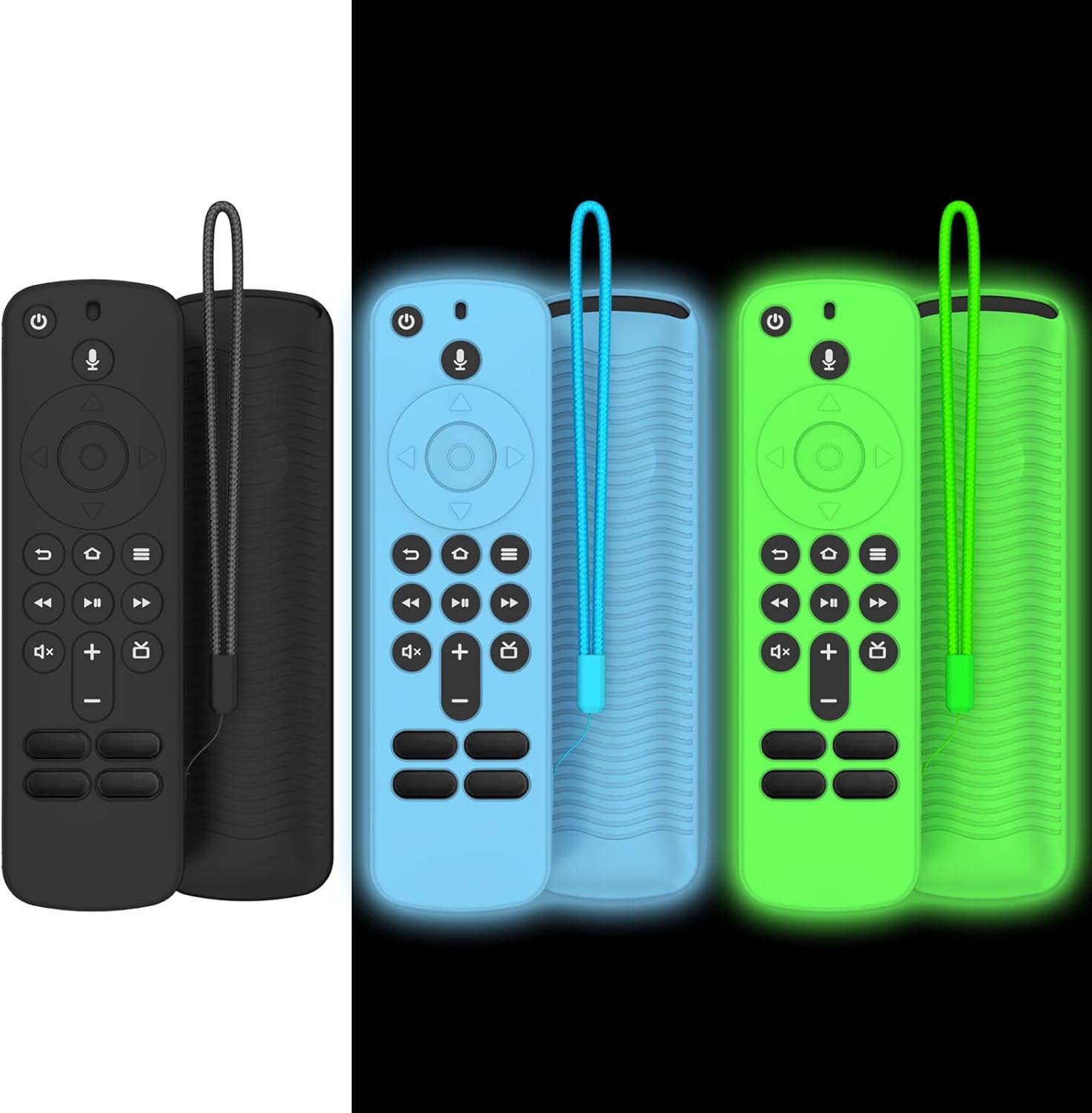 3 Pack Silicone Remote Cover for Alexa Voice Remote,Remote Case for Fire TV Remote with Lanyard,Anti Slip Scratch Shockproof Remote Protective Cover Compatible with Fire TV Stick HD 4K (new) (2nd Gen)
