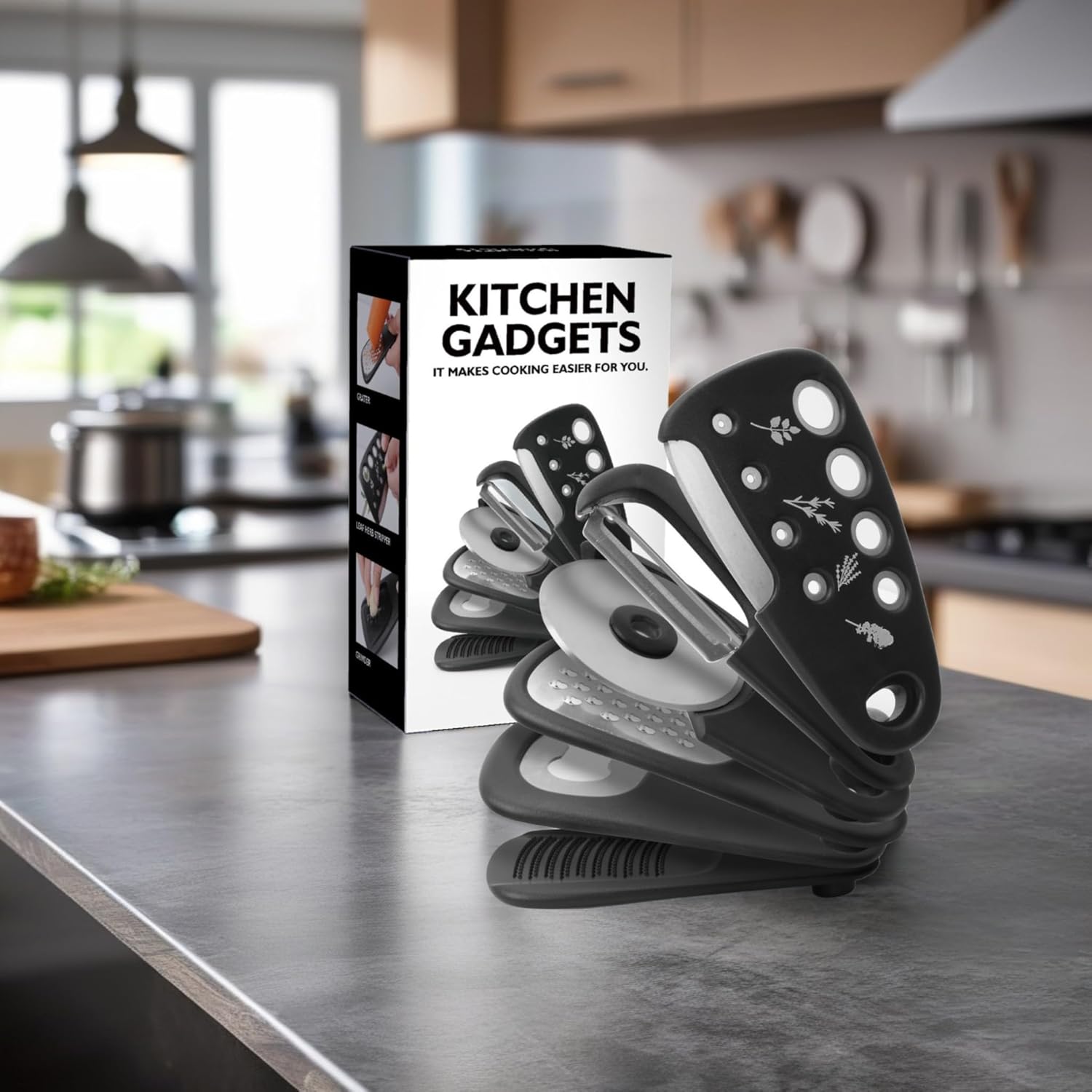 6 Packs Kitchen Gadgets Set for Home Space Saving, Unique Cooking Tools with Beer Opener, Herb De-stemmer, Zester Ginger & Vegetable & Cheese Grater, Camping Mini Utensils Multifunctional Kitchenware