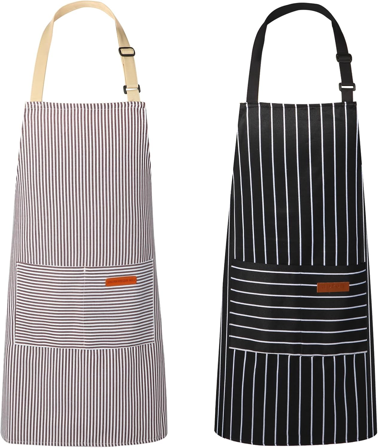 VALOME 2 Pack Kitchen Aprons, Apron for Cooking with 2 Pockets, Unisex Adjustable Neck Strap Chef Aprons for Men Women