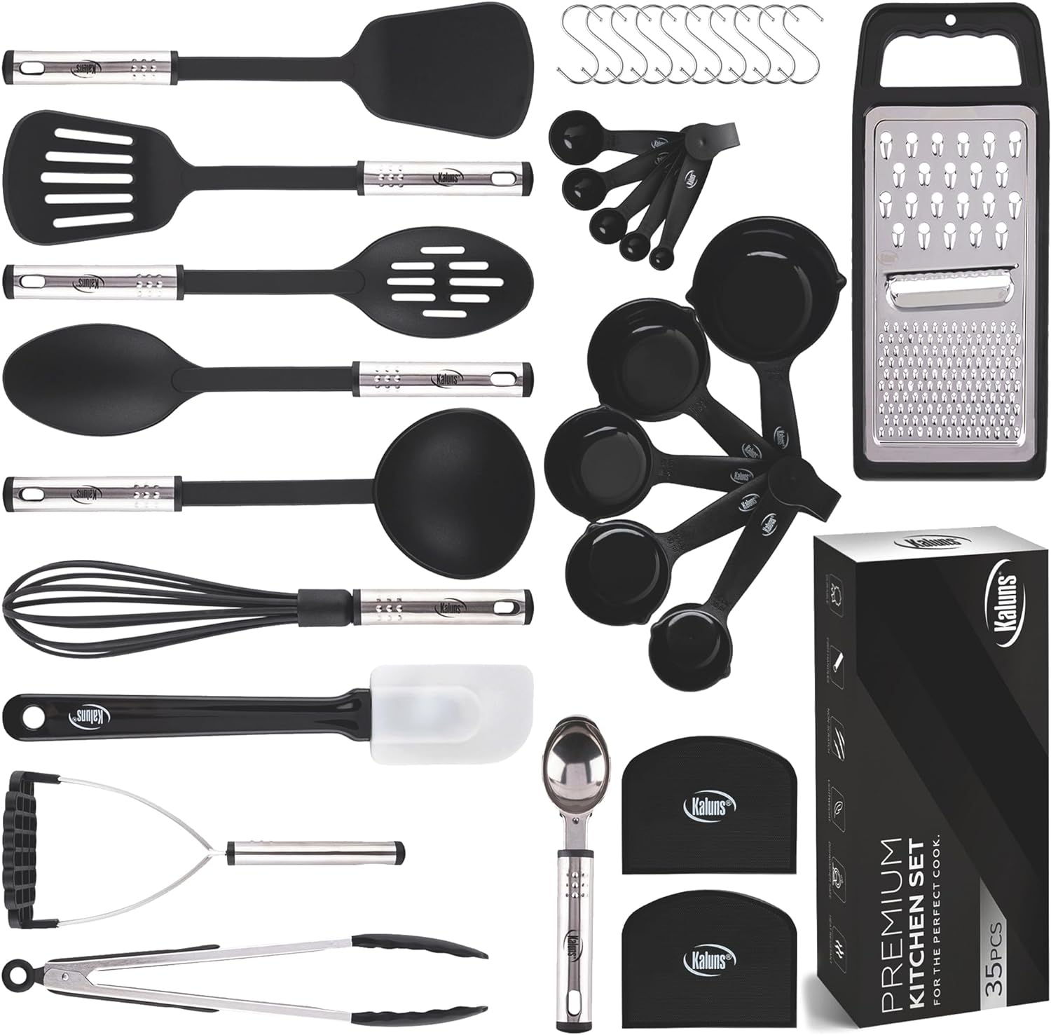 Kitchen Utensils Set 35 PCS Cooking Utensils Set, Nonstick and Heat Resistant Nylon Stainless Steel Silicone Spatula Set – Kitchen Gadgets Home Essentials Kitchen Accessories, Apartment Must Haves
