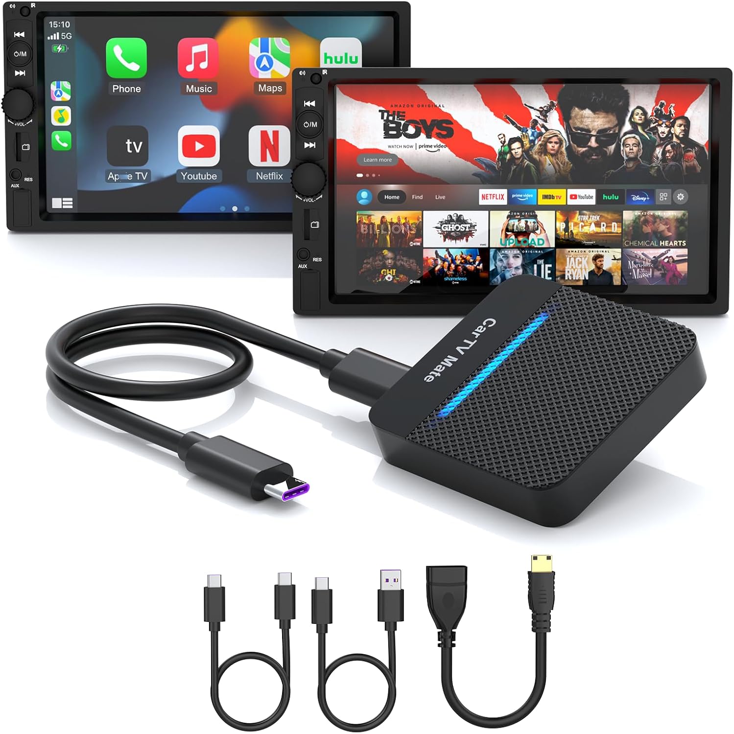 Car TV Mate Pro & Wireless CarPlay HDMI Multimedia Adapter, 2025 New Fire TV Stick Converter for Screen Throwers/Game Machine/Set-top Box, CarPlay Adapter Support OEM Wired CarPlay Cars from 2016