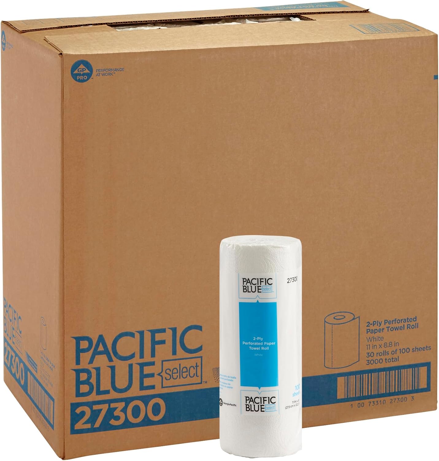Georgia-Pacific Pacific Blue Select 2-Ply Perforated Roll Paper Towels by Georgia-Pacific Pro, 100 Sheets Per Roll, 30 Rolls Per Case,white – 27300