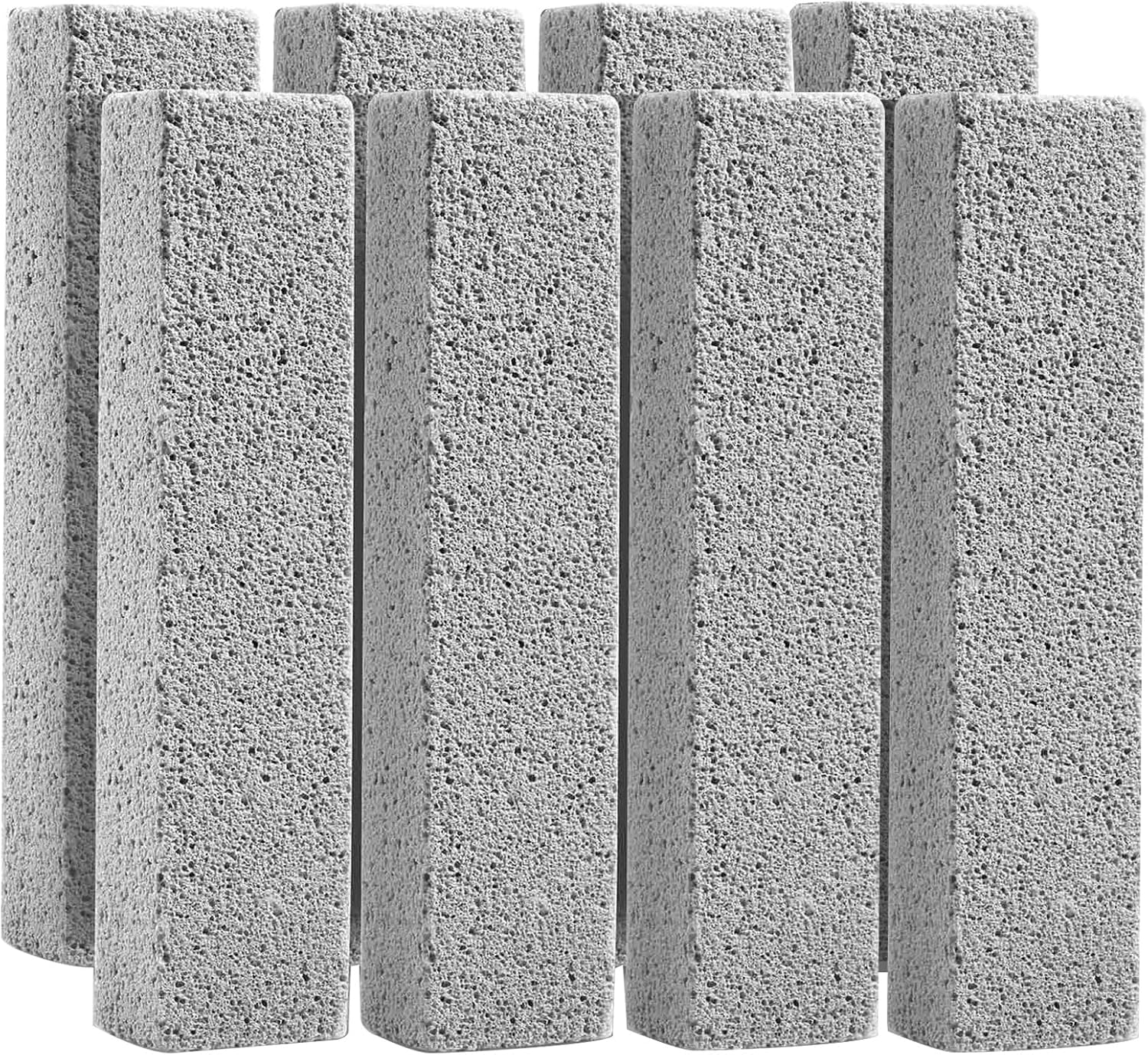 8 Pack Pumice Stone for Toilet Bowl Cleaning, Scouring Stick Remove Toilet Bowl Hard Water Rings, Calcium Buildup and Rust Suitable for Cleaning Toilet, Bathroom, Kitchen Sink, Grill（Gray