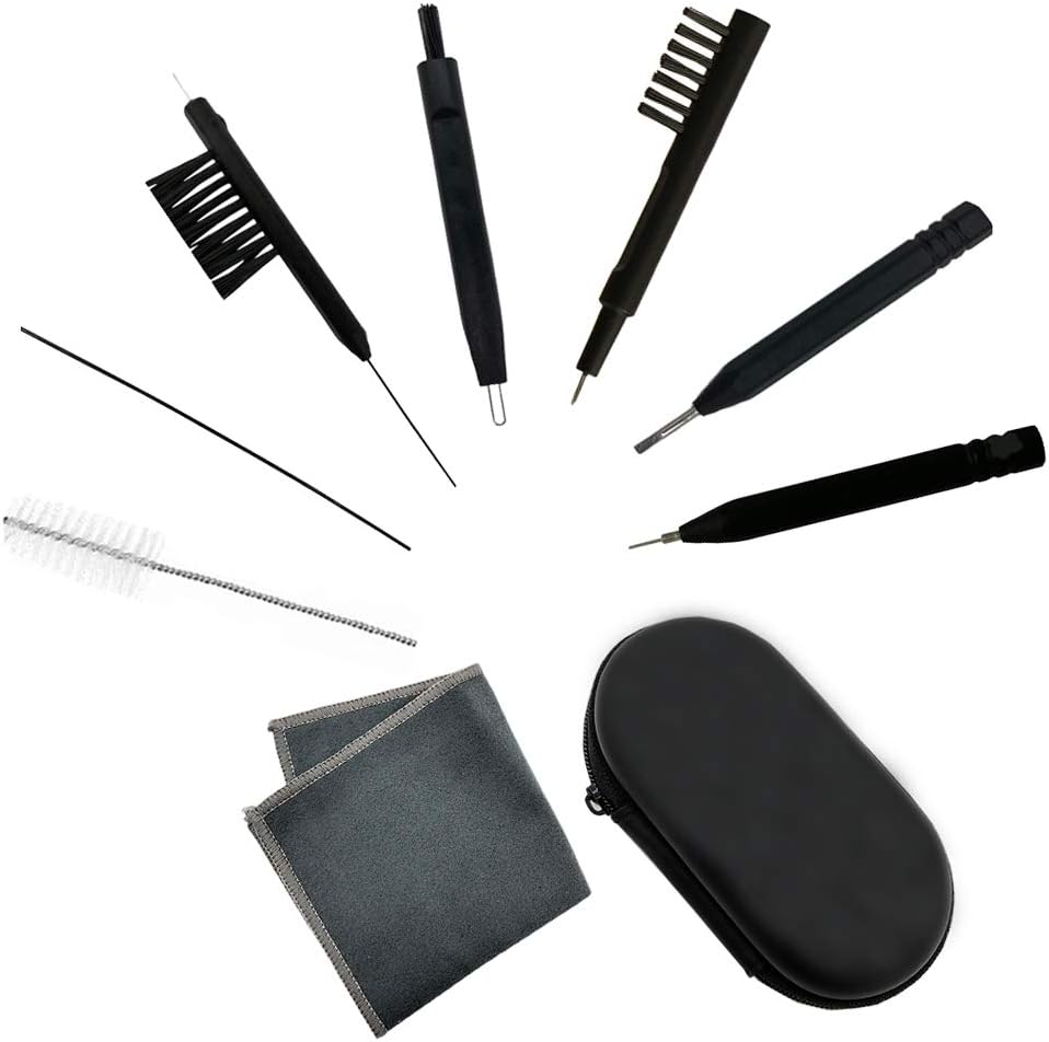 8 Pieces Hearing aid Amplifier Cleaning Tools, Earbuds/Headphones Cleaner Brush Kits with case