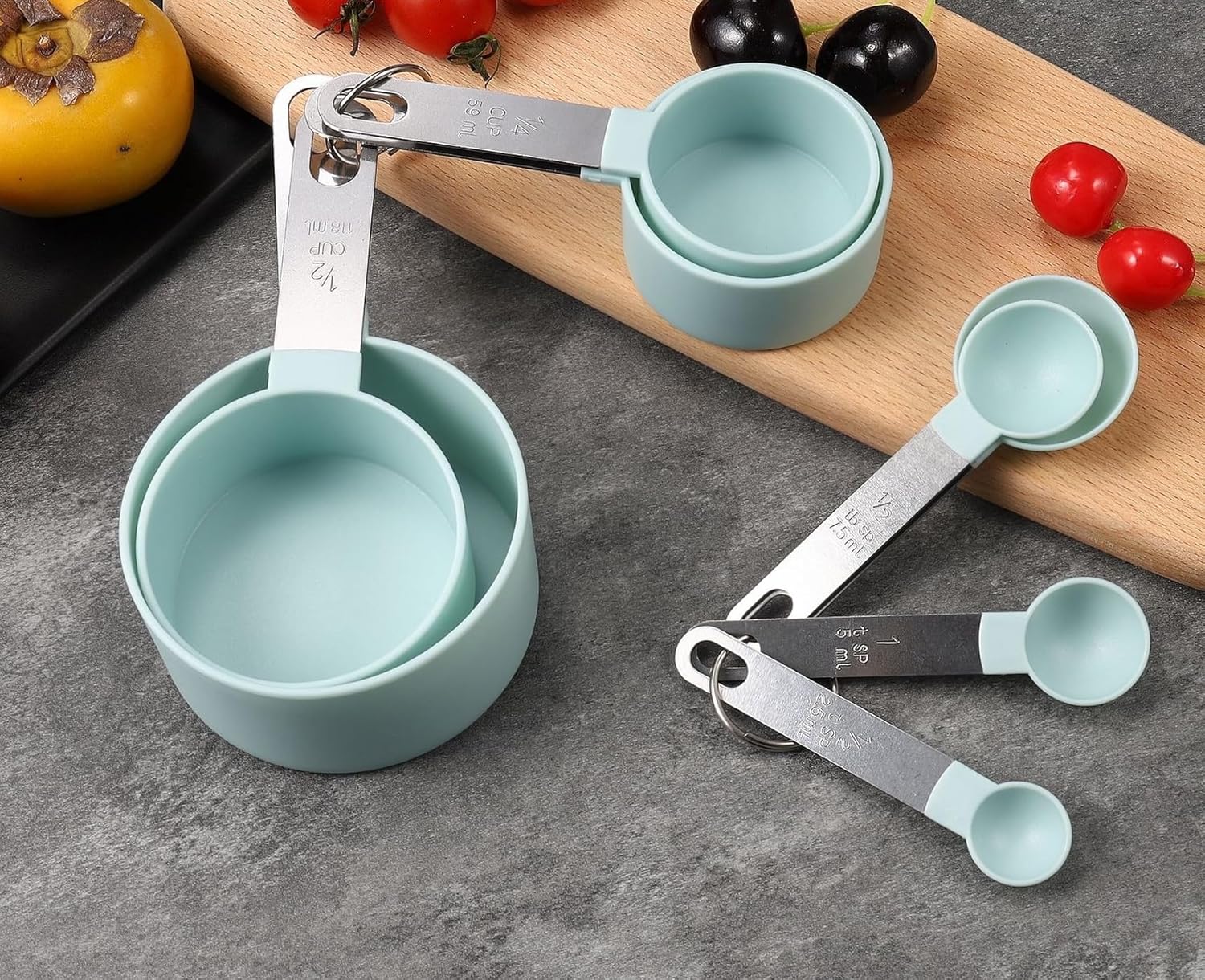 8PCS Measuring Cups Spoons Set, Premium Stackable Tablespoons Measuring Set, Kitchen Gadgets for Cooking & Baking, With Stainless Steel Handle