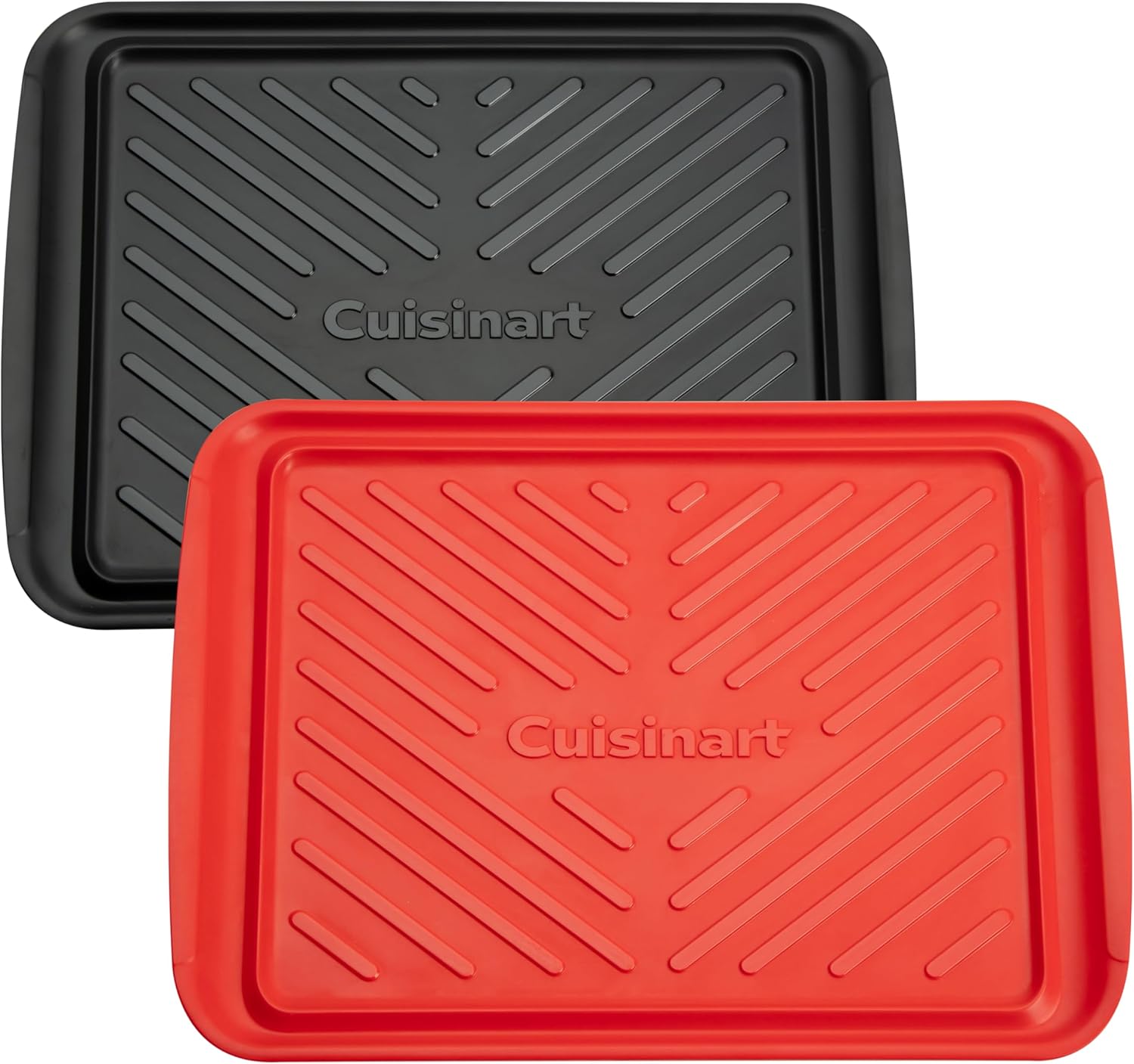 Cuisinart Grilling Prep & Serve Trays, 17×10.5 inch BBQ Tray Safe for Food Handling, 2 Dishwasher Safe Nesting Trays Black & Red, Perfect Grilling Accessories for Cooked & Raw Meat, Fits 6 Burgers