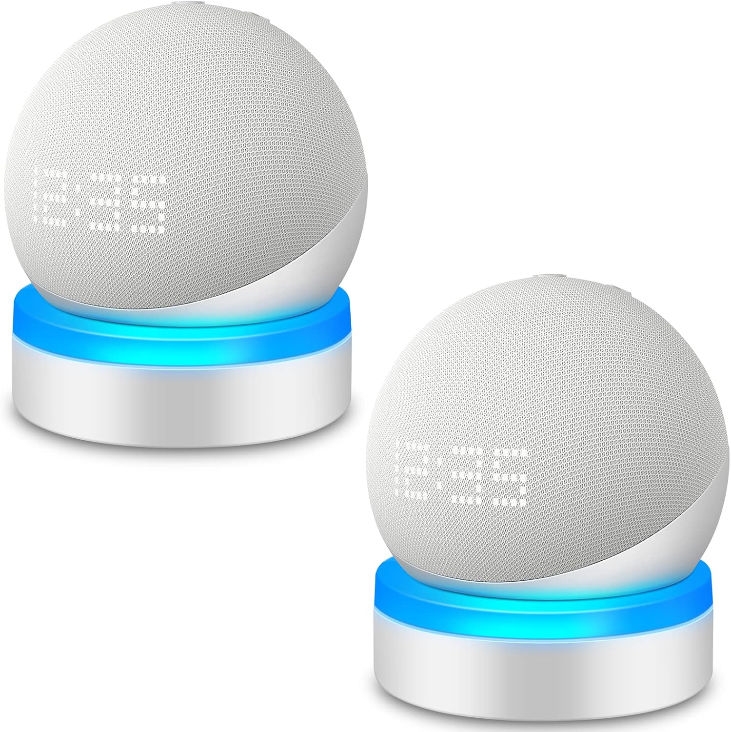 ZUOLACO Table Holder for Echo Dot 4th/5th Generation, Stand Mount Base with Light Guide for Echo Dot 4th/5th Gen, Built-in Cable Management(2pack,White)