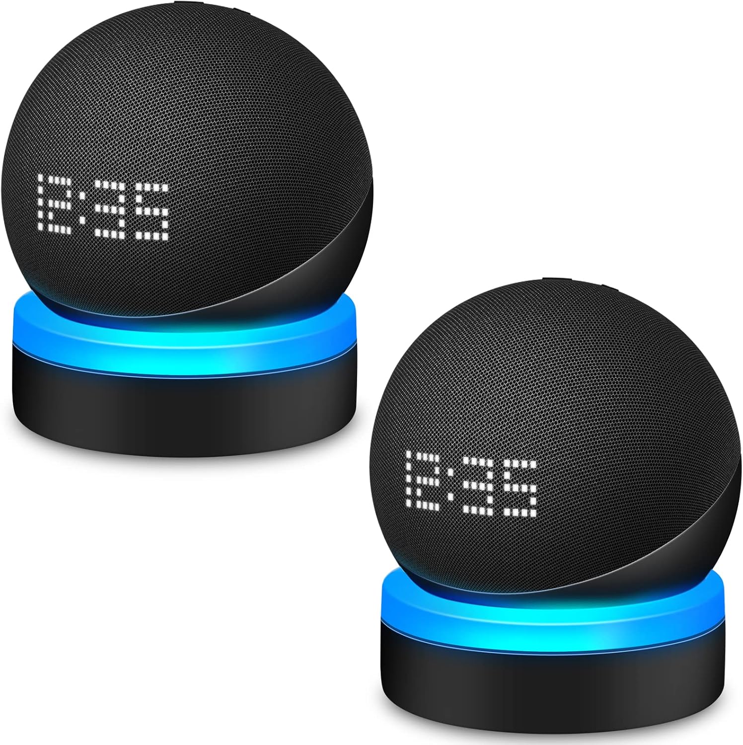 ZUOLACO Table Holder for Echo Dot 4th/5th Generation, Stand Mount Base with Light Guide for Echo Dot 4th/5th Gen, Built-in Cable Management(2pack,Black)