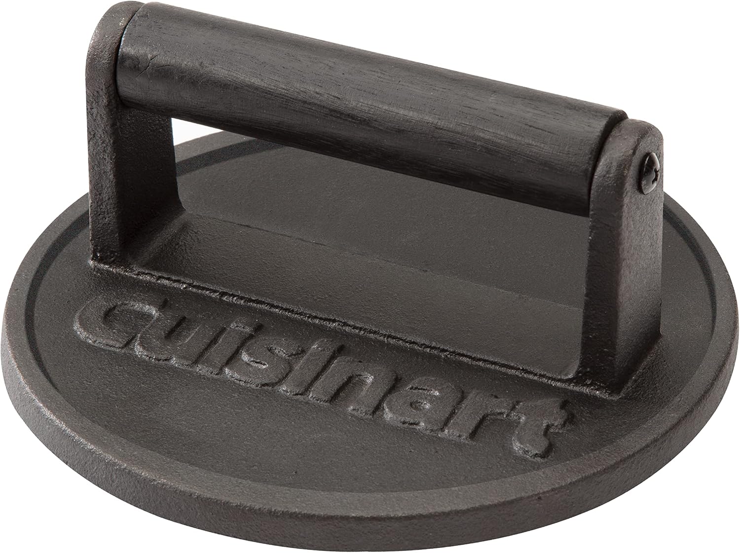Cuisinart 6.5″ Cast Iron Smashed Burger Press, Round Flat Edge Grill Press for Crispy Smash Burgers, Burger Tool for Grill and Griddle Accessories, for BBQs and Tailgates