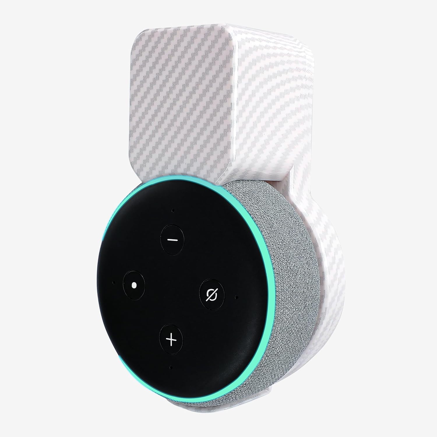 Wall Mount Holder for Echo Dot 3rd Generation, Space Saving Accessories Smart Home Speakers, Clever Echo Dot 3rd Gen Accessories with Built-in Cable Management without Messy Wires – Carbon Fiber White