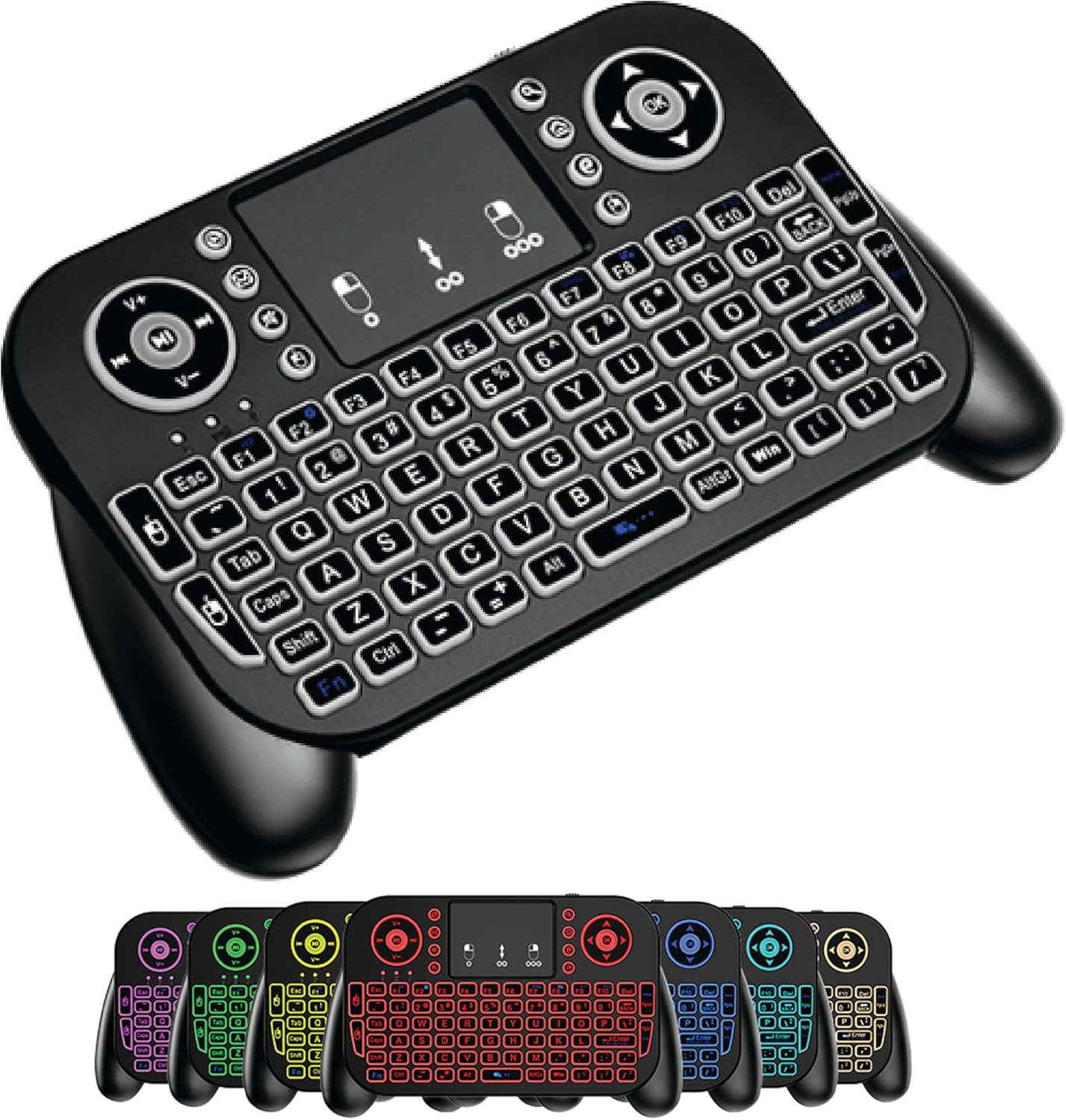 Bluetooth + 2.4GHz RF Wireless Mini Keyboard Remote Control Touchpad Mouse Combo for Android TV Box Apple Smart TV Fire Stick PC Computer Laptop Window OS HTPC Theater Raspberry Pi Tablet + Backlit