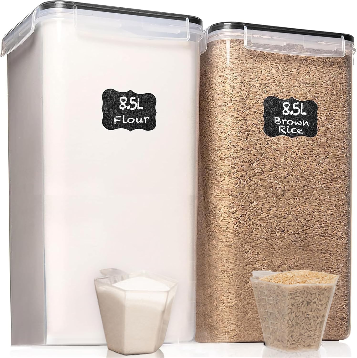 WHITE FEATHER SUPPLIES 8.5L/287Oz Extra Large Airtight Food Storage Containers (2 PC) with Lids, Kitchen and Pantry Organization Containers for Baking Supplies, Cereal, Flour, Sugar, Rice (BPA Free)