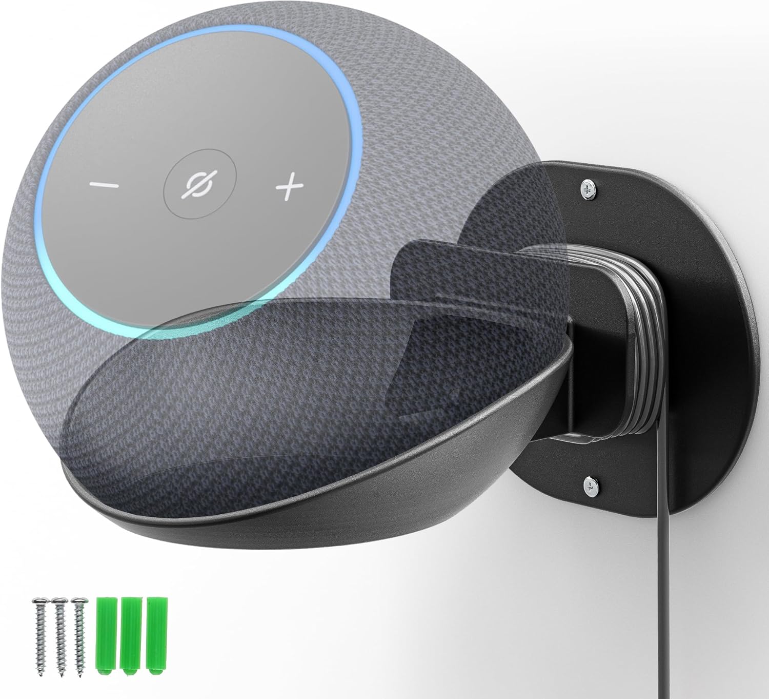 CUHIOY Wall Mount Shelf Compatible with Echo Dot 5th/4th Gen & HomePod Mini – Universal Smart Speaker Holder, Secure Screw Mount, Built-in Cable Management, Black
