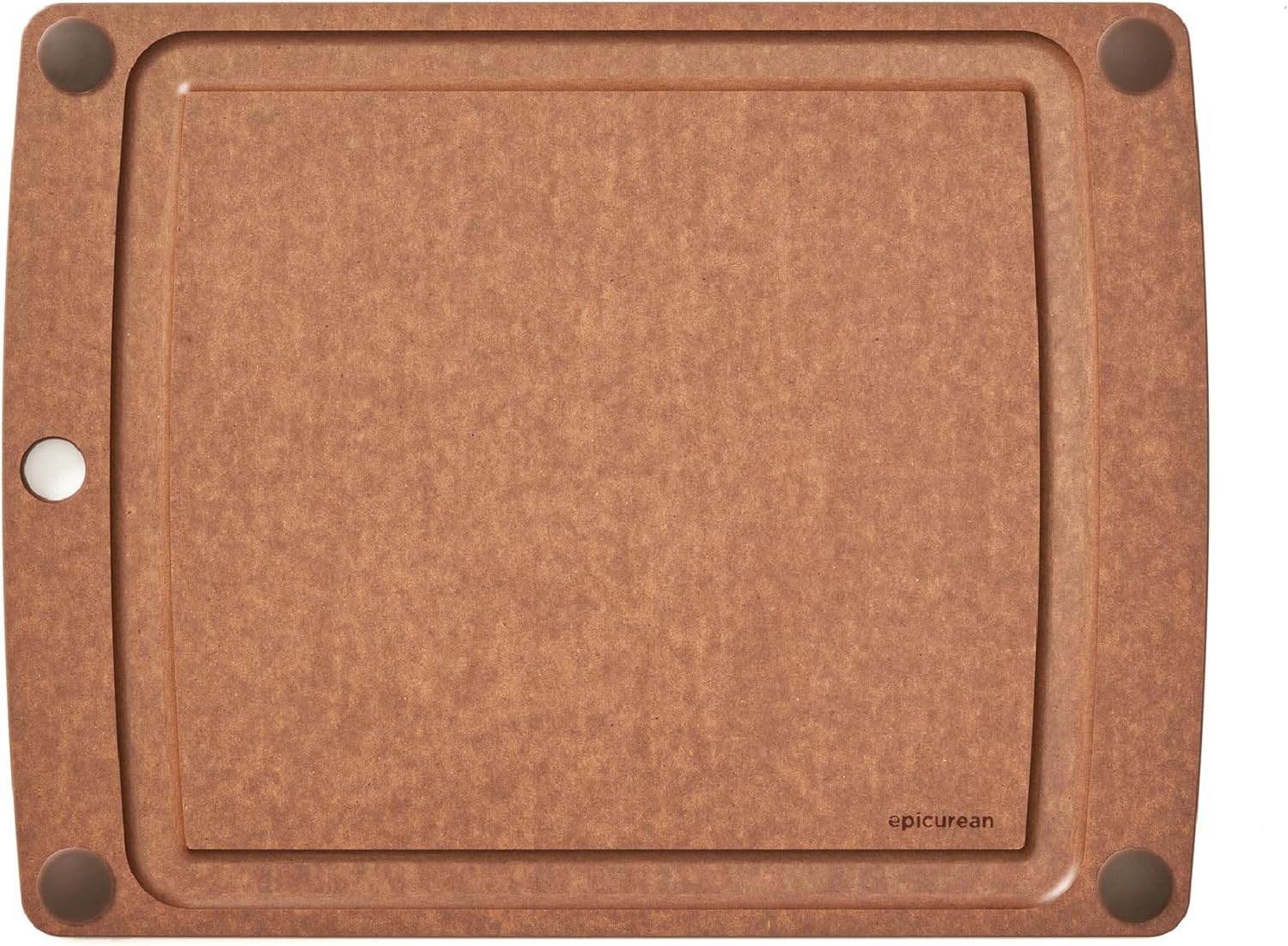 Epicurean All-In-One Cutting Board with Non-Slip Feet and Juice Groove – Non-toxic, Dishwasher Safe, Made in the USA, 14.5″ x 11.25″, Nutmeg