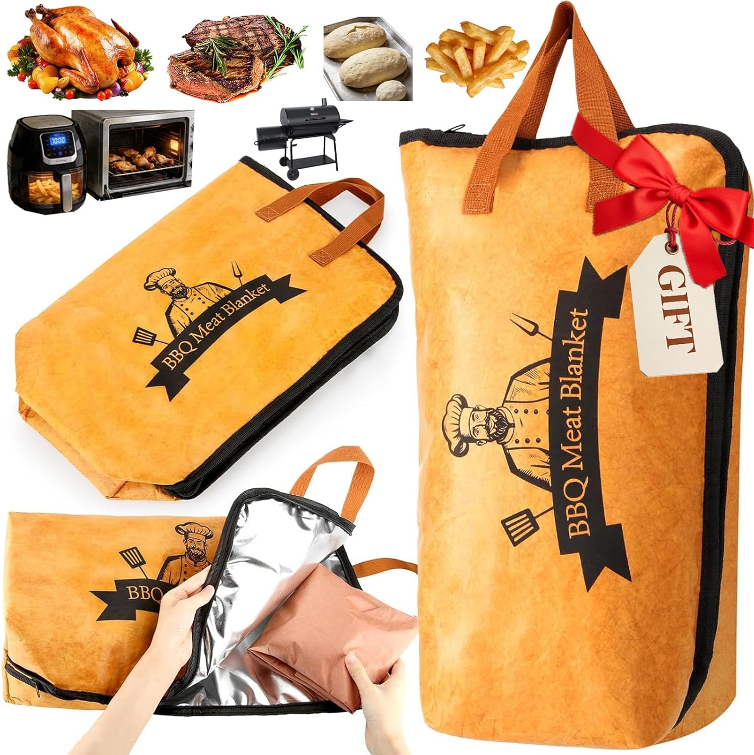 21in BBQ Blanket for Resting Meat-Air Fryer/Dough/Kitchen/Smoker Accessories Party Picnic Camping-Insulated Bag for Brisket/Pork Shoulder/Turkey-Anniversary Birthday Gift for Men