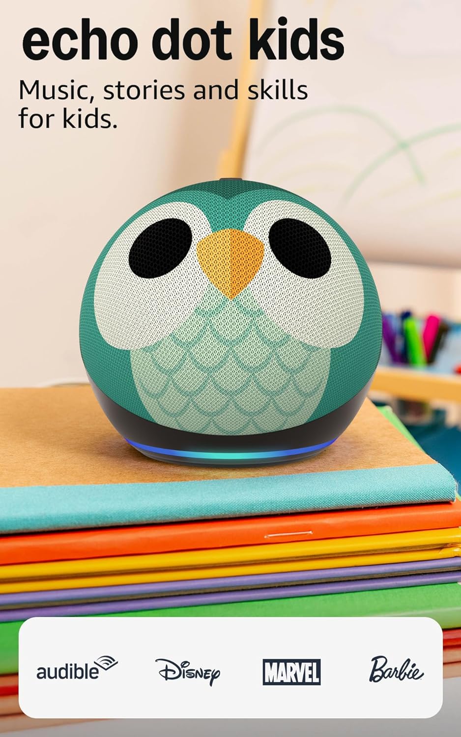 Amazon Echo Dot Kids (newest model) – Designed for kids, Designed for Alexa+, parental controls, Includes 1 Year of Amazon Kids+, Owl