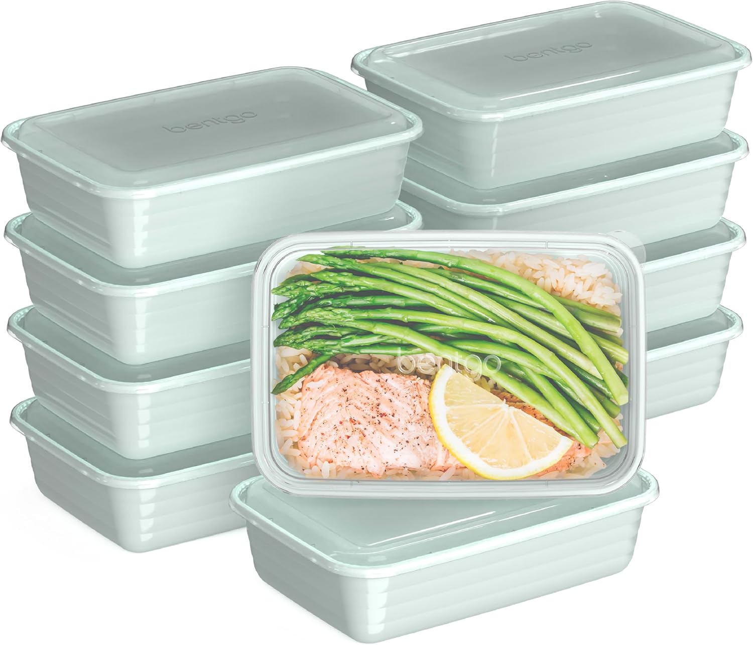 Bentgo Prep – 20-Piece 1-Compartment Reusable Meal Prep Containers with Lids, PFAS & BPA Free Materials, Durable, Microwave, Freezer, & Dishwasher Safe To Go Food Storage (Mint)
