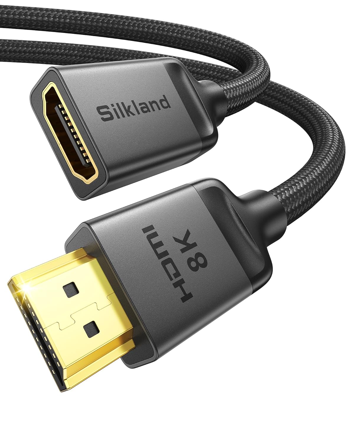 Silkland 8K HDMI Extension Cable 5FT/1.5M HDMI Extender 2.1, 8K@60hz 4K@120hz HDMI Male to Female Adapter,Ultra High Speed 48Gbps HDMI Cord Compatible with Fire Stick Roku TV Blu-Ray Laptop PS5/4