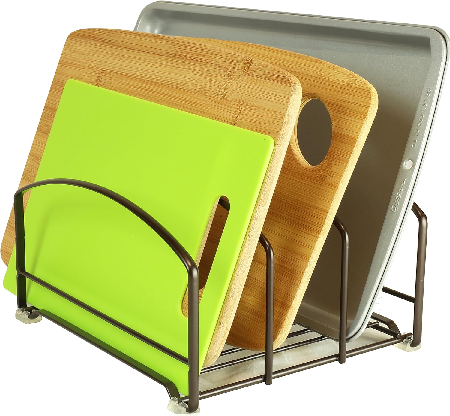 Deco Brothers Cookware Organizer Rack for Kitchen Cabinet, 3 Slot Holder, Bronze