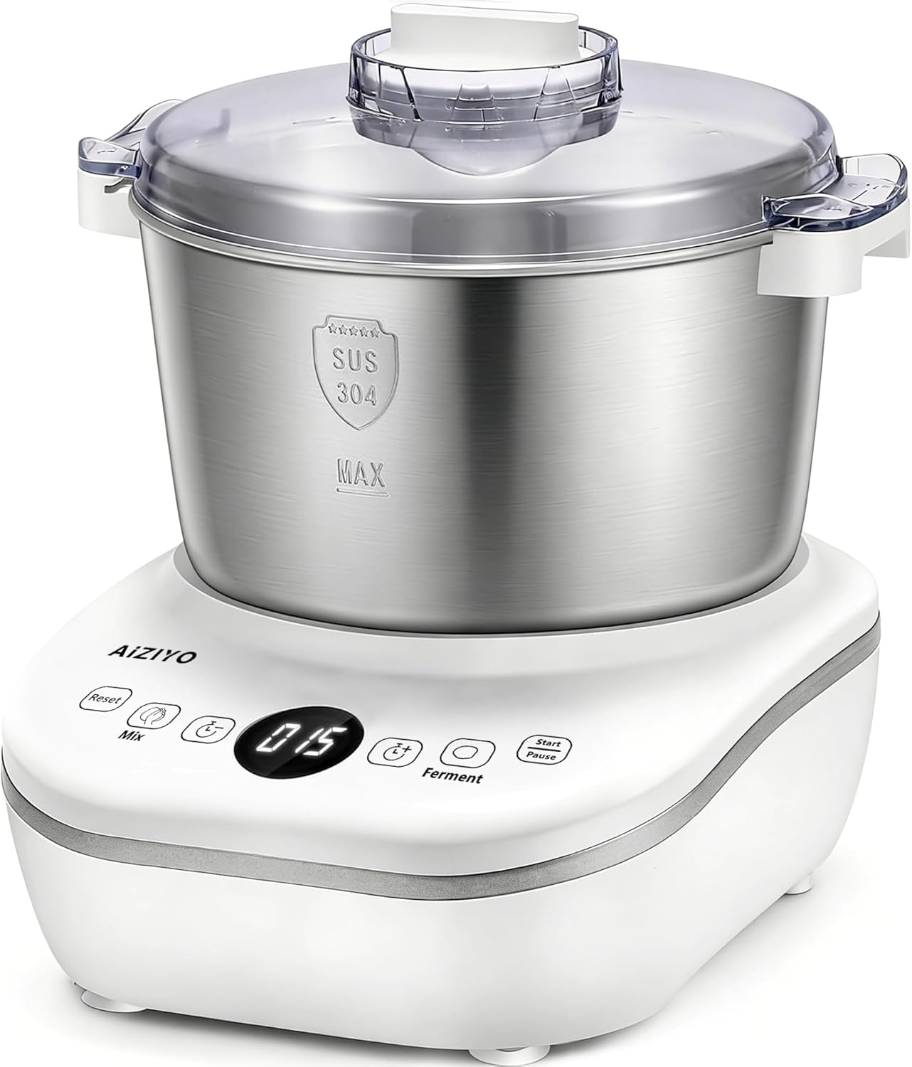 AIZIYO DoughChief, 5.3QT Dough Mixer, Dough Maker with Ferment Function, 304 Stainless Steel Bowl, Removeable lid, Touch Panel Control, Electric Dough Proofing Box for Pizza & Bread