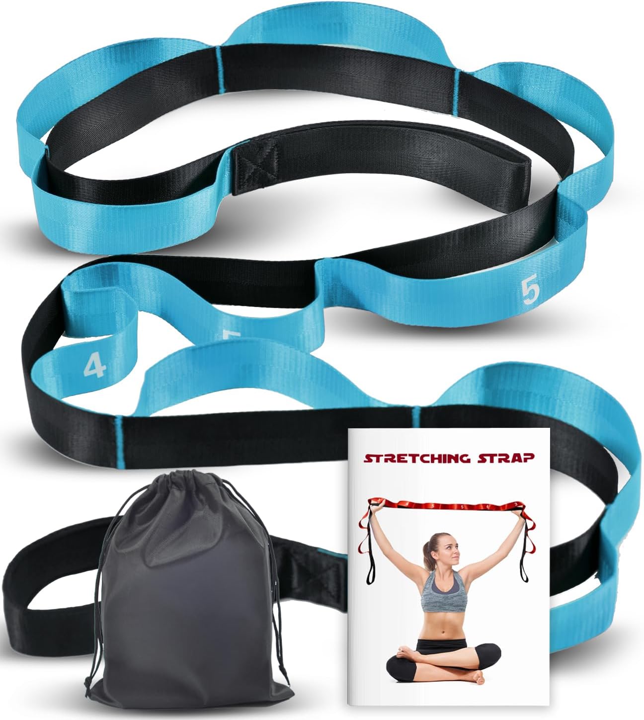 Acozycoo Stretching Strap with 10 Loops-Yoga Strap for Physical Therapy,Home Workout,Pilate & Flexibility Training,Non Elastic Exercise Stretch Band for Hamstring,Leg Stretcher Belt,Flexibility Fascia