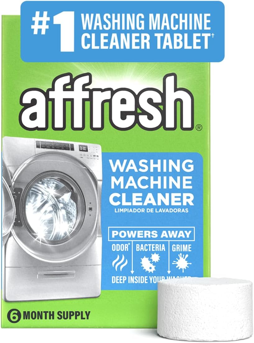 Affresh Washing Machine Cleaner, Helps Power Away Odor Causing Bacteria & Grime Deep Inside Pump, Valve & Hoses, 6 Time Release Tablets, 6 Month Supply