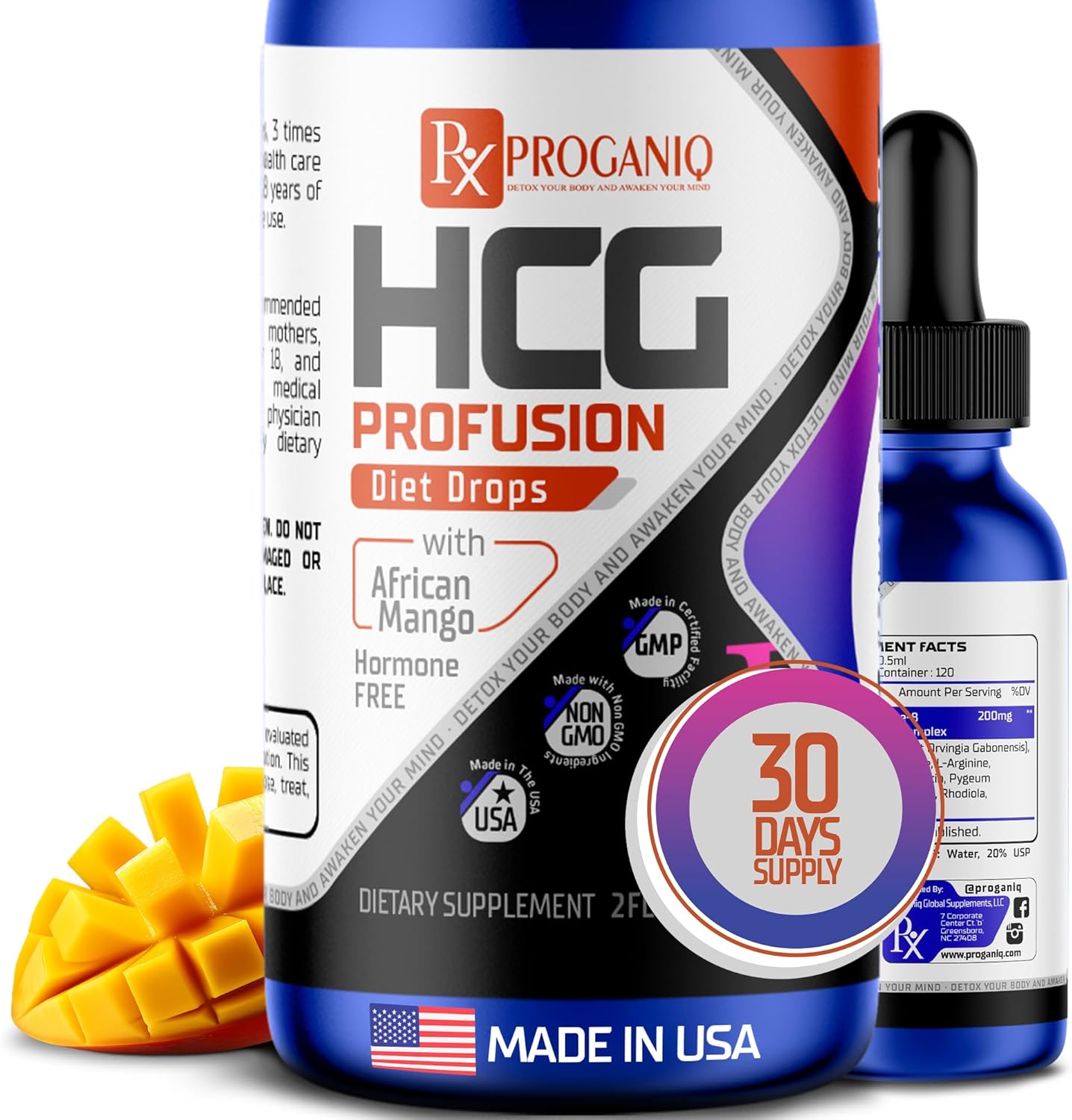 African Mango Extract Drops for Weight Loss – Liquid Appetite Control Support – Natural Fat Burner Formula – Proganiq Herbal Drops