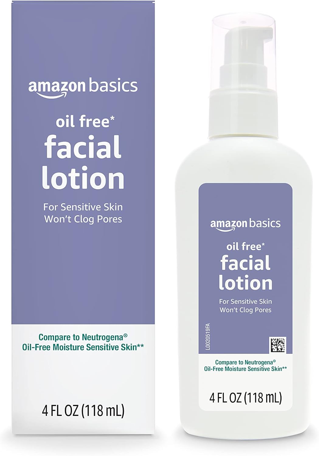 Amazon Basics Oil-free Facial Moisturizer for Sensitive Skin, Fragrance Free, Non-Comedogenic, 4 Fluid Ounce (Previously Solimo)