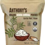 Anthony's Organic Acacia Senegal Powder, 1 lb, Batch Tested Gluten Free, Non GMO, Soluble Fiber, Prebiotic
