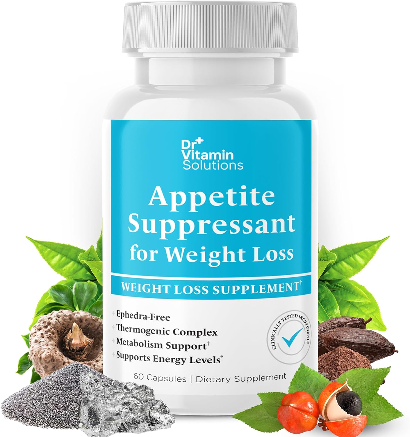 Appetite Suppressant for Weight Loss – Diet Pills for Women w/ Garcinia, Ginger Root, Guarana – Thermogenic Fat Burner & Metabolism Booster for Women & Men | Belly Fat + Energy Support, 60 Caps